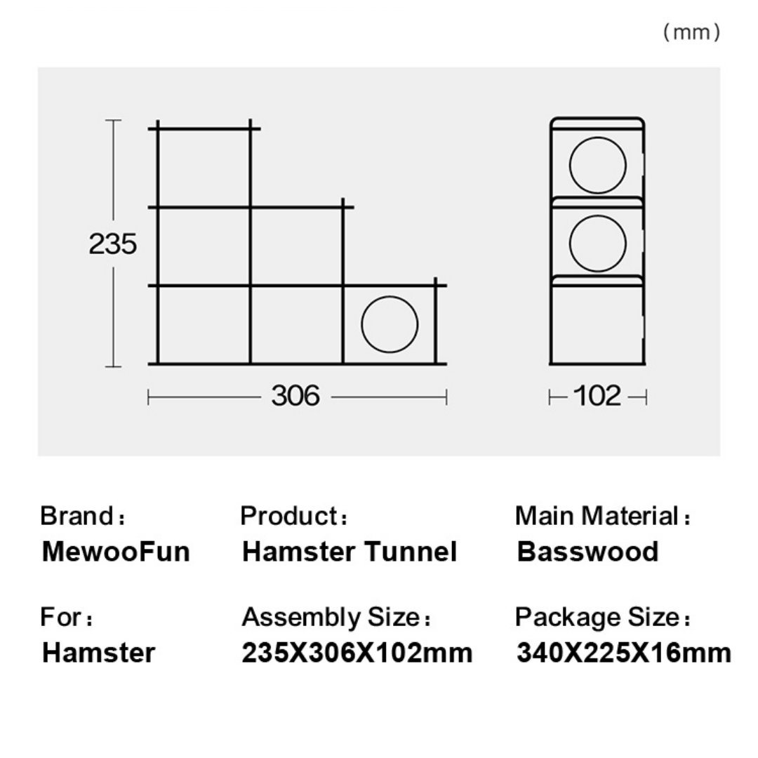 MewooFun Hamster Tunnel - 4mm Basswood