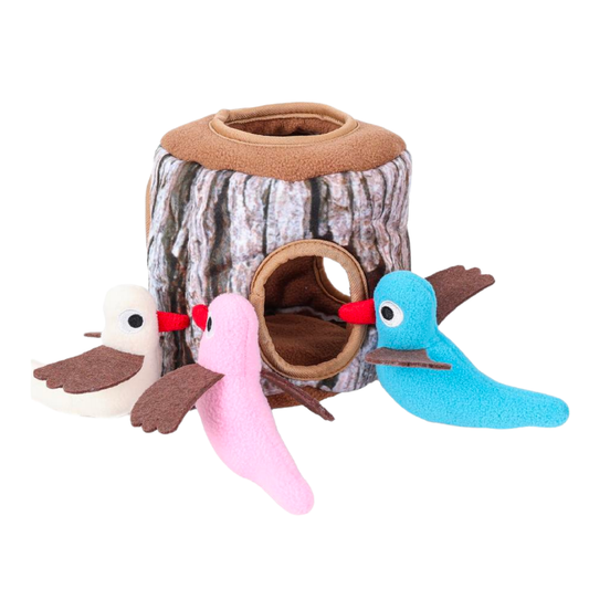 DogLemi Tree Stump Bird House Snuffle Toy